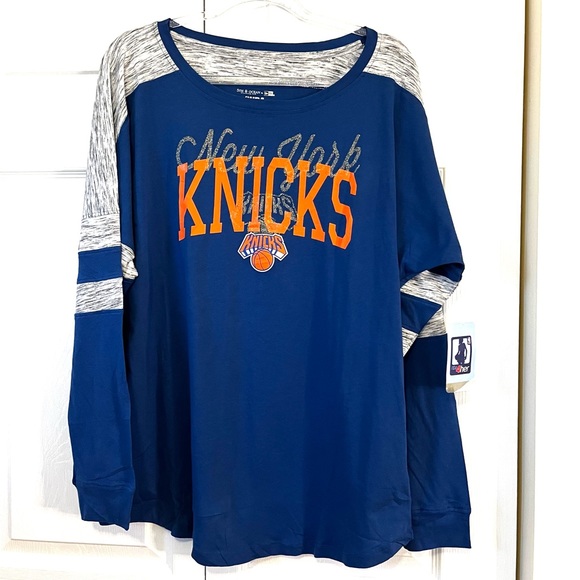 NY Knicks 5th & Ocean by New Era Blue Space dye Baby Jersey Long Sleeve sz XL - Picture 5 of 10